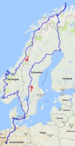 Die Route mit dem Motorrad